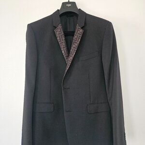 Fendi Men’s Suit Coat – Authentic Luxury Blazer – Men Size L (IT 56)– Black Wool